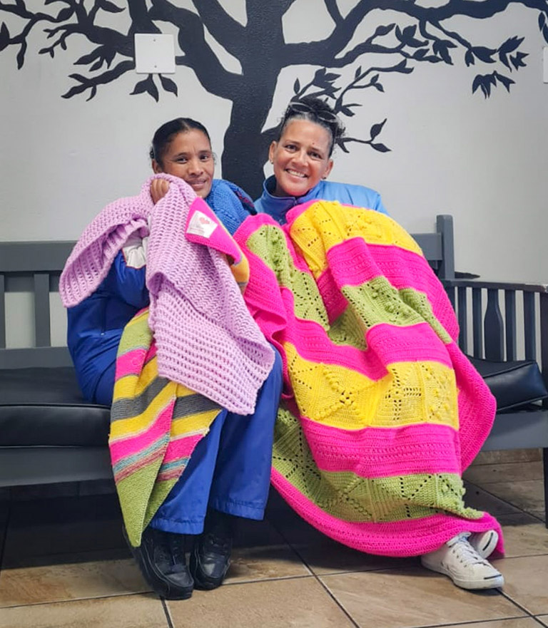 Blankets from the “67 Blankets for Mandela” organisation