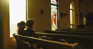 women in a church