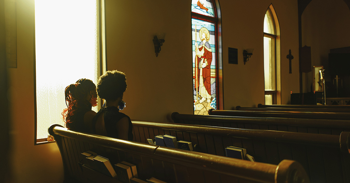 women in a church