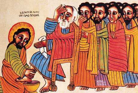 Jesus washing feet - Ethiopian icon